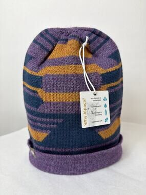 NWT Shupaca 100% Baby Alpaca Incan PURPLE  Beanie Hat  Knit Handmade PERU
